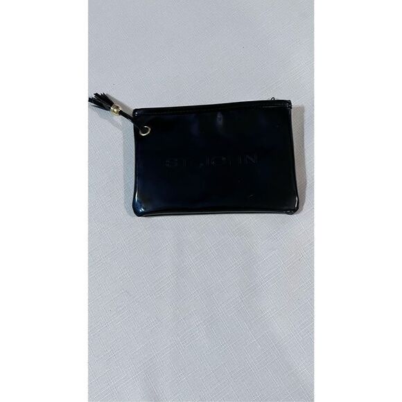 ST. JOHN BLACK PATENT AND LEATHER WALLET COSMETIC BAG - Picture 1 of 8